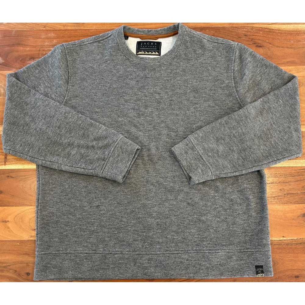 Jachs NY Mens Grey Textured Fleece Crewneck Sweatshirt Wool Blend XL 1799235